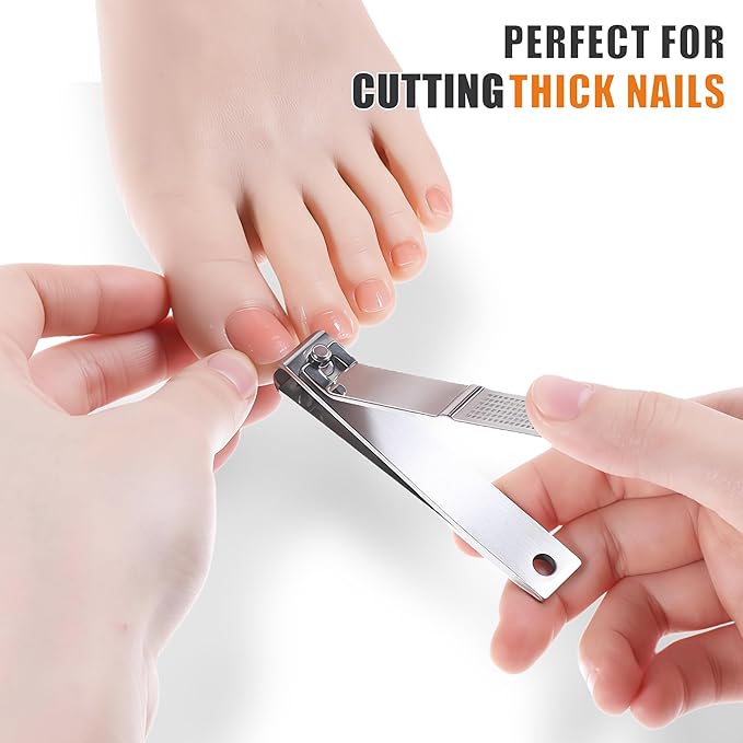 10-Pack Toenail Clippers, Straight Edge Toe Nail Clippers Bulk for Thick Nails, Large Stainless Steel Nail Clipper for Men Women Adults, 3.15 inch Long Handle Nail Clipper Set (Silver)