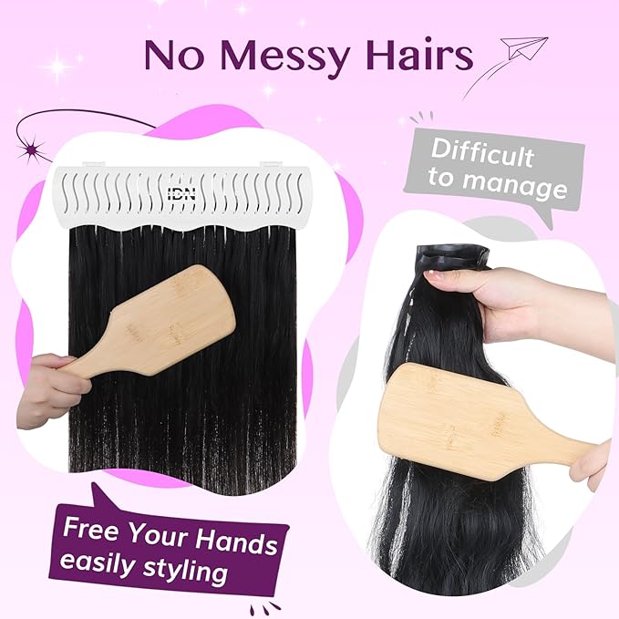IDN BEAUTY Hair Extension Holder Stand for Styling, 4 Installation Modes With Tool, Hair Extension Holder Designed to Securely Hold Your Extensions for Washing, Styling, Packing and Storing (White)
