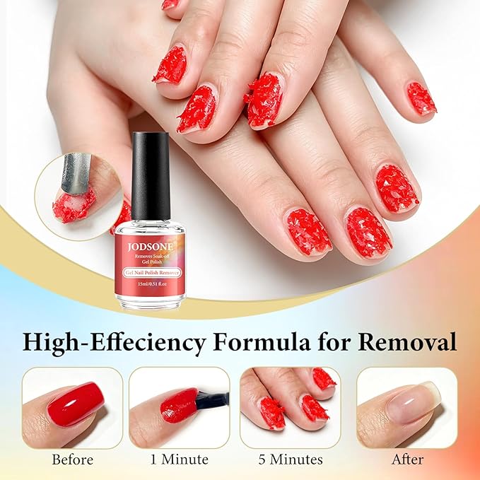 JODSONE Gel Nail Polish Remover Kit Set with 15ml Gel Nail Polish Remover,Cuticle Oil,Latex Tape,Cuticle Removers Liquid,Cuticles Trimmer,Removers Manicure Tool Set for Home Use,No Soaking Wrapping