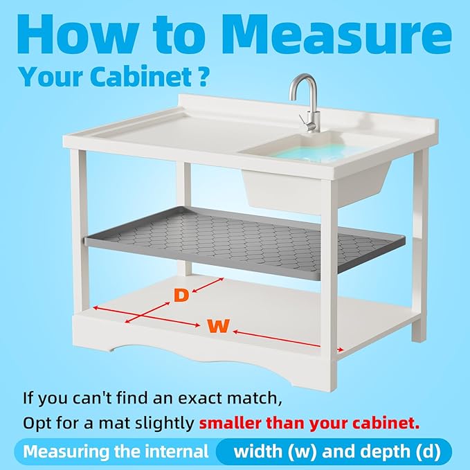 Silicone Under Sink Mat 25" x 22", kitchen Essentials and Gadgets, Shelf liner and Cabinet Protector, Home Organizers and Storage, Waterproof Bathroom Tray