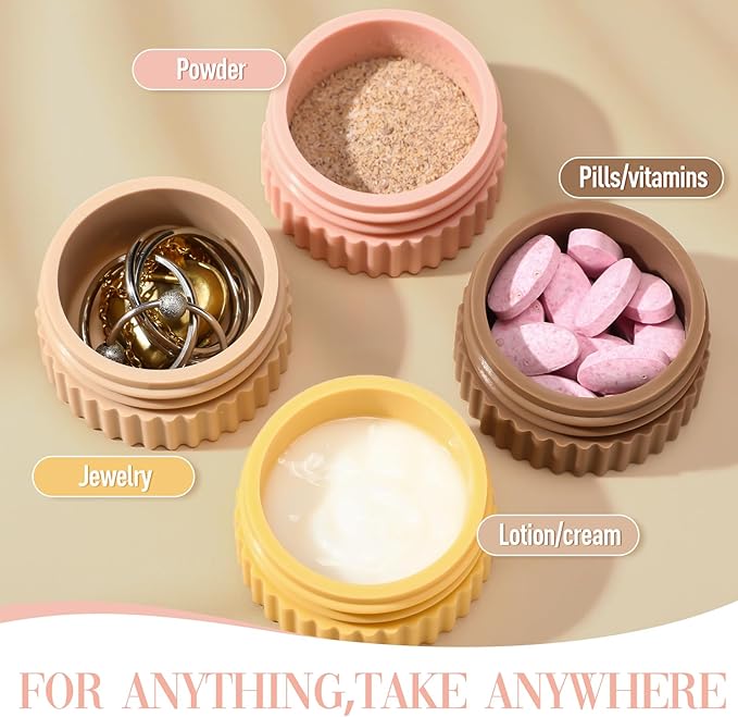 Maxcheck 4 Pcs Travel Containers for Toiletries 0.68 Oz/20 ml Small Silicone Cream Jar with Lid Mini Leakproof Lotion Jar Refillable Travel Cosmetic Container for Face Body Skin Cream (Classic Color)