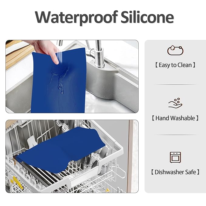 Silicone Makeup Mat for Vanity, 15.7" x 11.8" Heat Resistant Vanity Mat, Easy to Clean & Waterproof, Portable Makeup Accessories for Use While Traveling (Klein Blue)