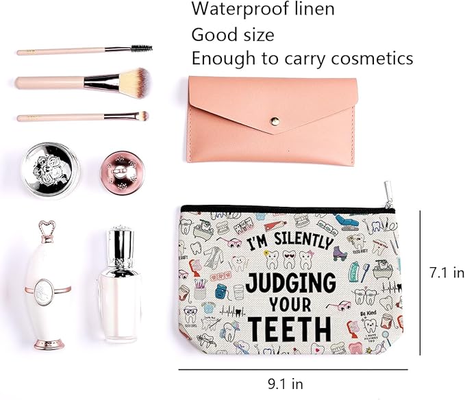 LONGXIN Dentist Gifts for Women Makeup Bag Dentist Gift Dental Hygienist Gift Dental Assistant Gift Dental Graduation Gift Thank You Gift Toiletry Makeup Organizer Zipper Pouch Cosmetic Bag