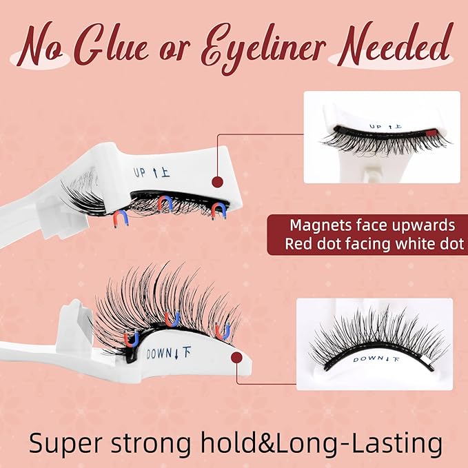 Higu clace Magnetic-Eyelashes with Applicator 4 Pairs Magnetic-Lashes Natural Look Wispy Magnet Lashes Easy to Wear and Remove（DJCX-A08)