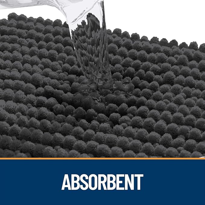 OLANLY Dog Door Mat for Muddy Paws 44x24, Ultra Absorbent Chenille Mud Doormat, Non-Slip Washable and Dirt Trapping Doormat for Indoor Entryway, Quick-Dry Indoor Pet Bed Mats for Dogs, Dark Grey