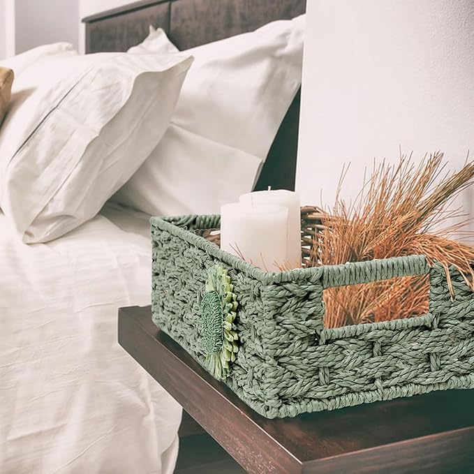 Toilet Paper Basket for Tank Top Bathroom Organizer - Green