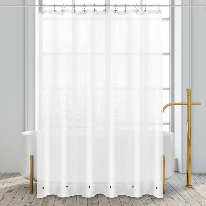 Barossa Design Long Shower Curtain Liner with 6 Magnets - 72" x 78", Waterproof PEVA Shower Liner for Bath Tub, PVC Free, Metal Grommets - Frost, 72x78 (Pack of 2)
