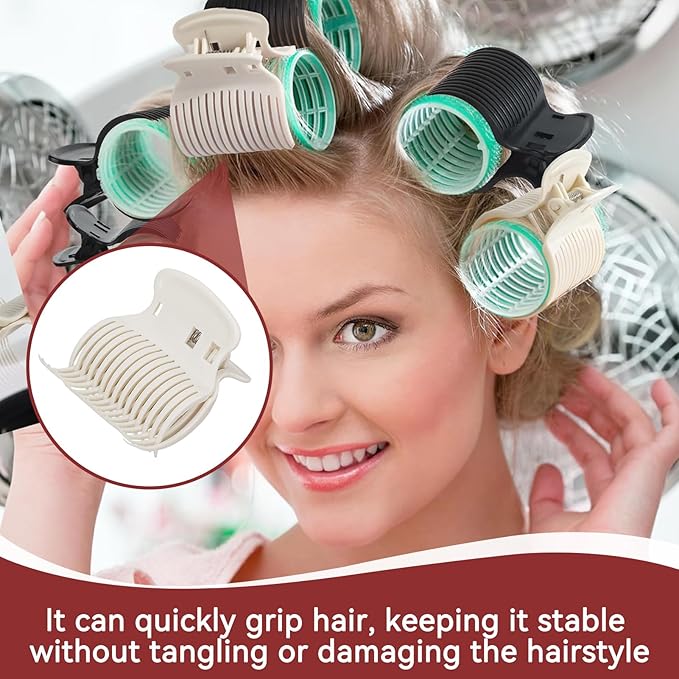 12PCS Hot Roller Clip, Replacement Hair Curler Claw Clips Women Girls Hair Sectioning Styling Tool for Hair Rollers Women Girls Hair Section Styling(White)