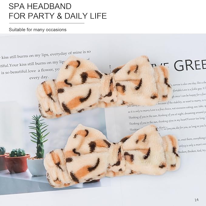 CIEHER Leopard Print Spa Headbands - 8pc Set for Women & Girls, Bachelorette Party, Skincare & Makeup