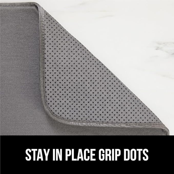 GORILLA GRIP Ultra Water Absorbent Microfiber Dish Drying Mat 2 Pack, Quick Dry Thick Mesh, Slip Resistant Pad for Sink Dishes or Under Rack, Kitchen Counter Accessories, Machine Wash, 18x16, Gray