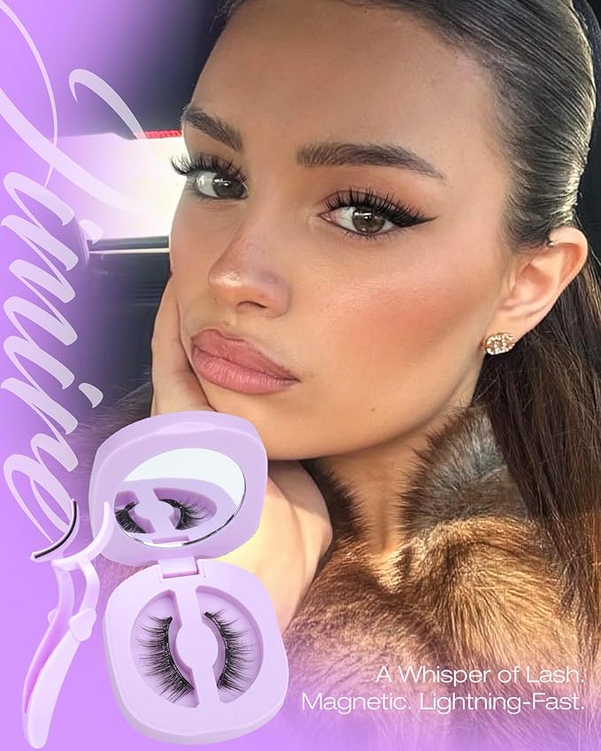 JIMIRE Magnetic Eyelashes Natural Look Wispy Magentic Lashes Reusable Magnetic Eyelashes with Applicator No Glue Needed Press on Magnetic Lashes Quick to Wear