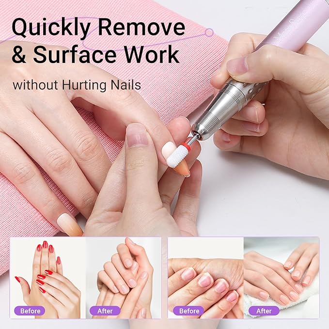 MelodySusie 21pcs Nail Drill Bit Set with Portable Holder Case, 3/32'' Ceramic Diamond Carbide Acrylic Gel Nail Art Tool Kit, Cuticle Remover Bit for Acrylic Dip Powder, Manicure Pedicure, Salon Home