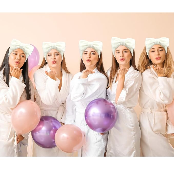 Semato 8 Pcs Creamy White Spa Headband Bachelorette Party Favor Set Skincare Headbands for Women Gifts and Party Supplies (creamy white)