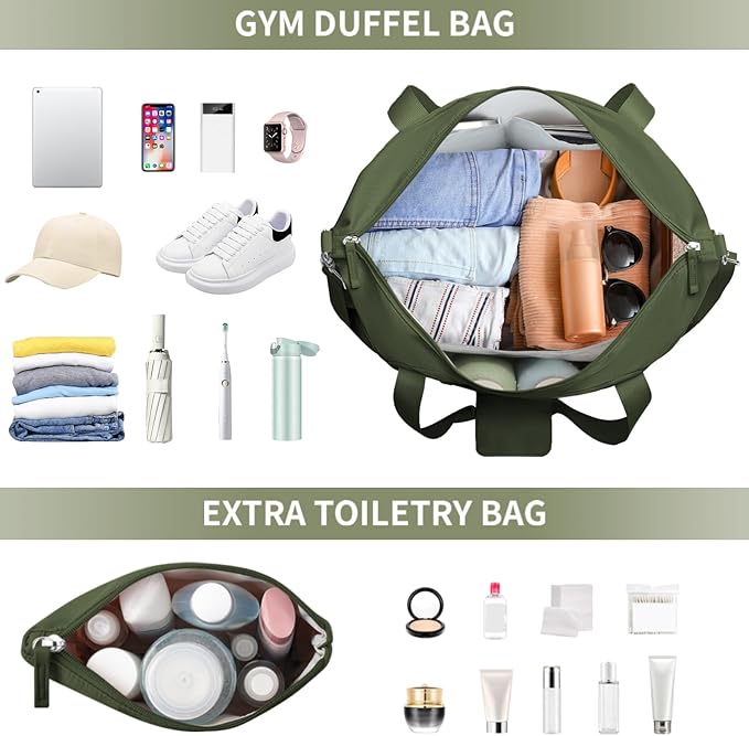 ETRONIK Gym Bag for Women, Personal Item Travel Bag with Shoes Compartment, Weekender Overnight Duffel Bag with Wet Pocket & USB Charging Port, Carry On Bag for Women, Travel, Gym, Weekend