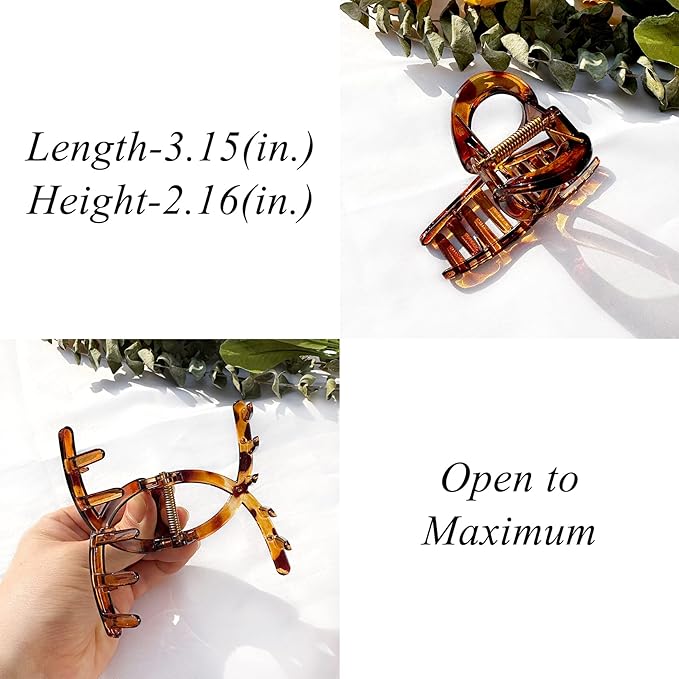 Big Hair Claw Clips Medium Size Butterfly Hair Clips for Women 3.15" Strong Hold Non-slip Jaw Clips Hair Accessories for Long Thick Thin Hair 6 Pcs
