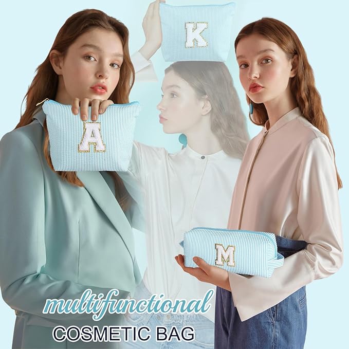 YOOLIFE Birthday Gifts for Women Her - Personalized Cute Initial Cosmetic Makeup Pouch Make Up Travel Bag for Mothers Day Gifts Teacher Sister Friend Girlfriend Mothers Day Gifts for Mom D