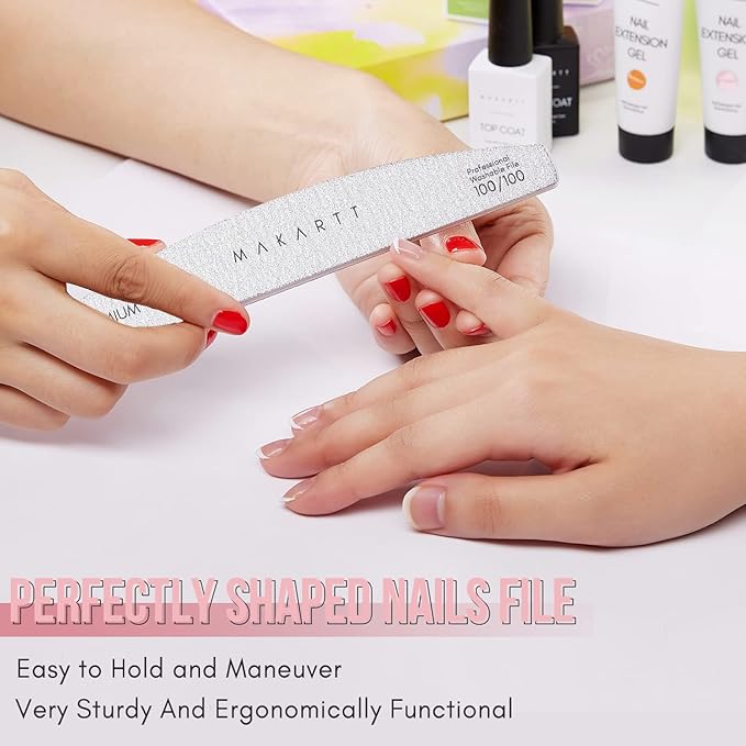 Makartt Nail File: 100/100 Grit Emery Boards for Nails, Doubled Sides Washable 10pcs Zebra Coarse Filer Kit for Shaping Acrylic and Extension Gel, Pedicure Manicure Tools Salon Home Use