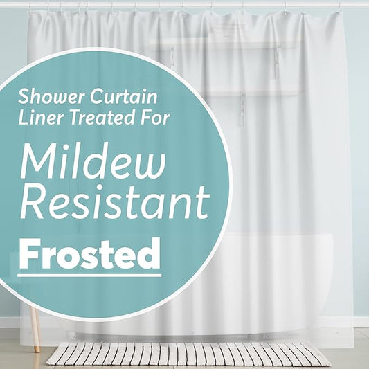 BigFoot Shower Curtain – 72 x 72 PEVA Heavy Duty Shower Curtain with Rustproof Metal Grommet and 3 Magnetic Weights – Odor Free and Compatible with Standard Showers, Frosted