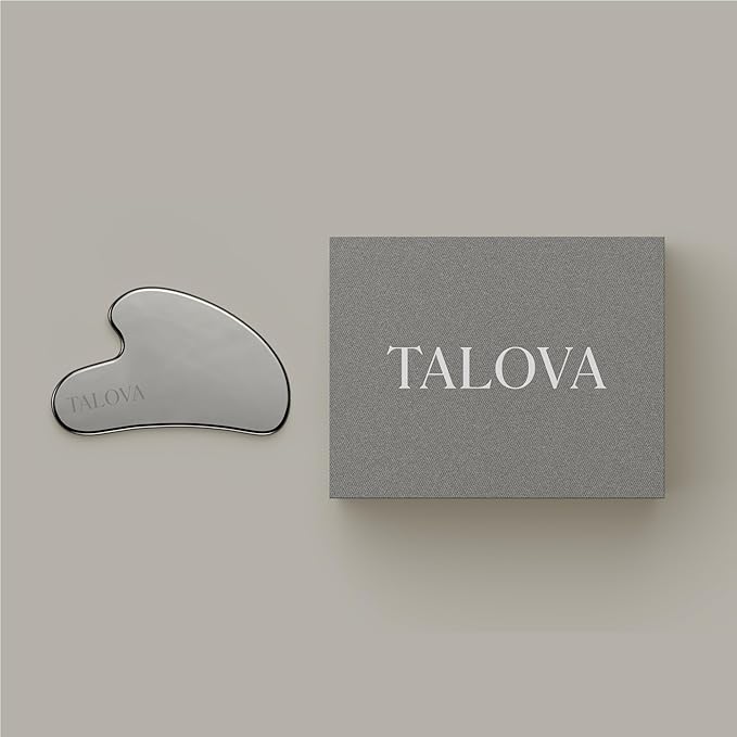 TALOVA - 304-Grade Stainless Steel Gua Sha Facial Tool, Easing Facial Tension, Massage and Sculpting Tool for Face and Body, Encourage Lymphatic Drainage, Jawline Sculptor, Skin Care Gift