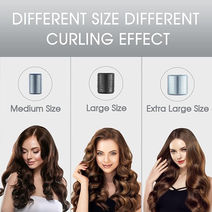 Self-Grip Ceramic Ionic Thermal Hair Rollers Set - 18 Velcro Rollers for Long and Short Hair, Blowout Look, Salon Quality