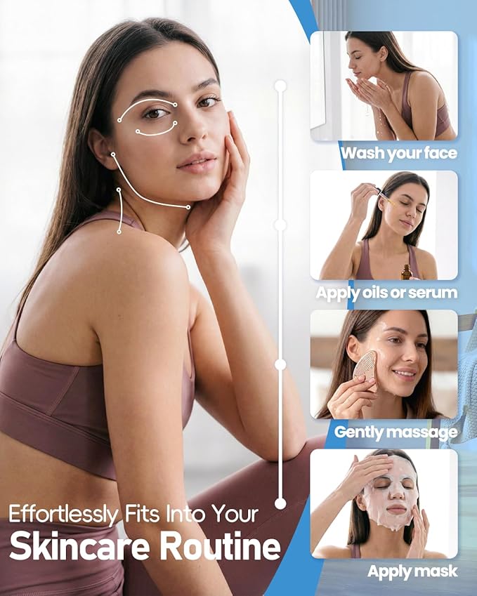 Non-Slip Grip Stainless Steel Gua Sha Tool for Face, 2026 Updated Ribbed Facial Guasha Massage Tool Cooling Metal Face Massager Scraper for Jawline Sculpting Cheeks & Chin, Ideal Gift for Women Mother