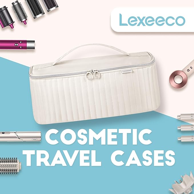 Travel Carrying Case for Hair Dryer Shark Flexstyle Dyson Airwrap Brush Hair Accessories Tools Storage Bag for Revlon Hairdryer Styler Organizer (Beige)