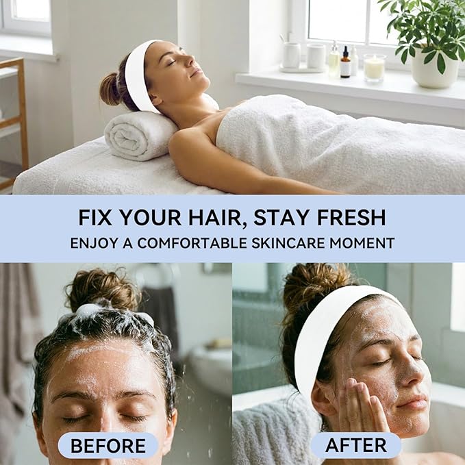 White Disposable Headbands for Women – 36pcs Spa Hair bands for Facials, Esthetician, Skincare & Washing Face – Bulk White Headband Pack, Professional Disposable Headbands for Spa and Facial Care