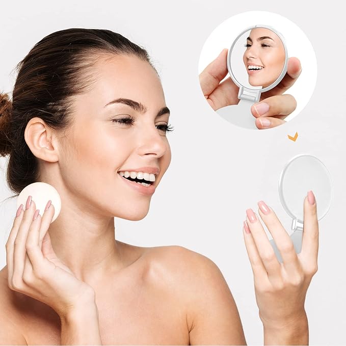 36 Pcs Compact Mirror Bulk Portable Round Makeup Mirror Mini Foldable for Purse Women Travel Daily Use Mother‘s Day Gifts (White)
