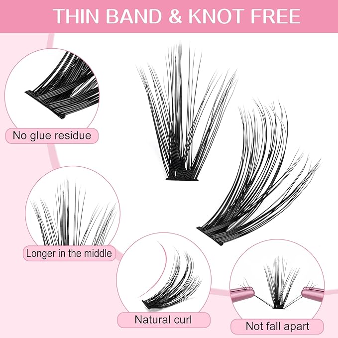280 Pcs Individual Lashes 30+40-C-9-16mix Cluster Lashes 10D 20D C D Curl Wispy Lashes Bottom Lashes DIY Lashes At Home（30+40-C-9-16mix）