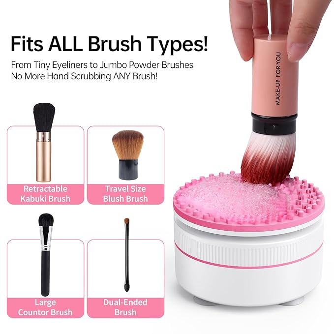 Norate Makeup Brush Cleaner, Electric Makeup Brush Cleaner Machine, Deep Clean Removes Residue from Makeup Brushes, Stocking Stuffers Christmas Gifts for Women Mom Teen Girls