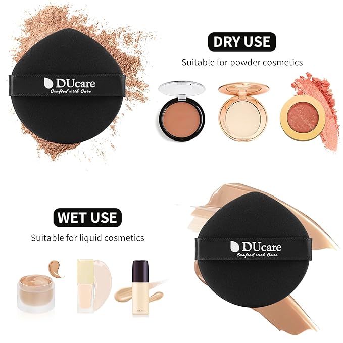 DUcare Makeup Sponges with Foundation Brush Makeup Puff Blending Foundation Sponge for Liquid BB Cream Mineral Powder Buffing Stippling