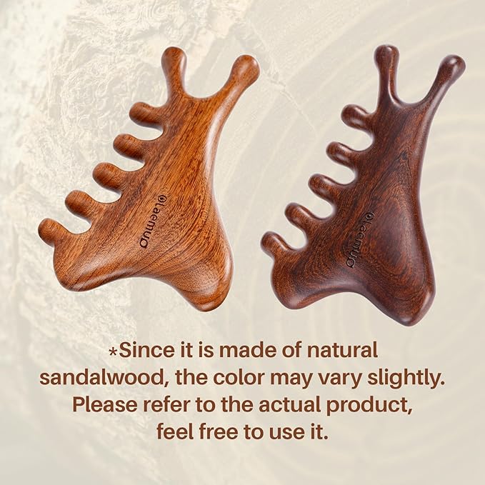 Olaemuo 4 in 1 Gua Sha Tool for Face,Scalp Massager with Gift Box,Massage Comb for Head,Face,Eye,Neck & Body Meridian Therapy Tool for Relaxation,Natural Sandalwood