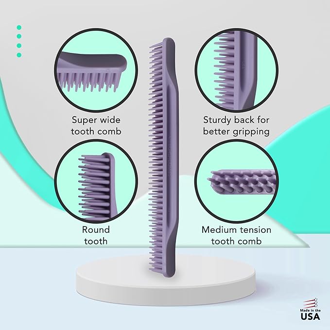 Allegro Combs 3-Row Detangling Comb, Wide Tooth Curl Defining Brush, Perfect for Women Curly Hair Stylists, Curl Defining Comb, Made In The USA, Lavender (#70, 1 Piece)