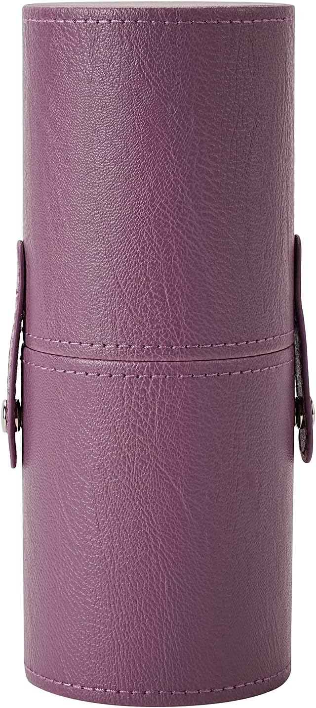 Portable Makeup Brush Holder, Waterproof PU Leather Travel Makeup Brush Case Bag Cup, Brush Storage Dustproof Bag (07Purple)