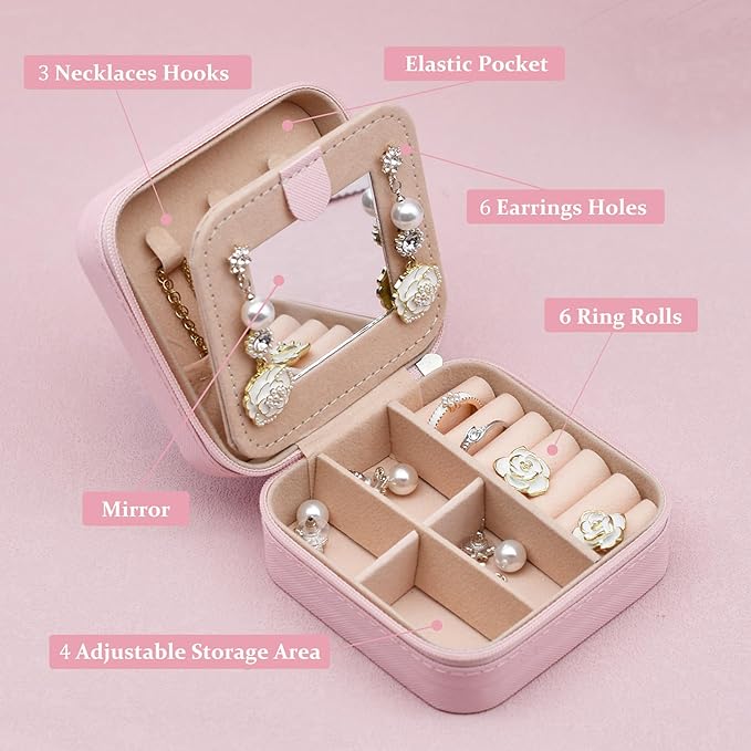 MODENGKONGJIAN Travel Jewelry Case for Women Fashion, Ring Necklace Earring Jewelry Holder Organizer Box, Small Portable Jewellery Storage, Initial Z