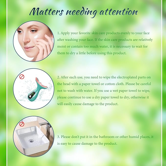 Face Massager Tool, Facial and Neck Massager Beauty 3-in-1 Triple Action Light, Thermal, and Vibration for Skin Care Face Sculpting Tool (Green)
