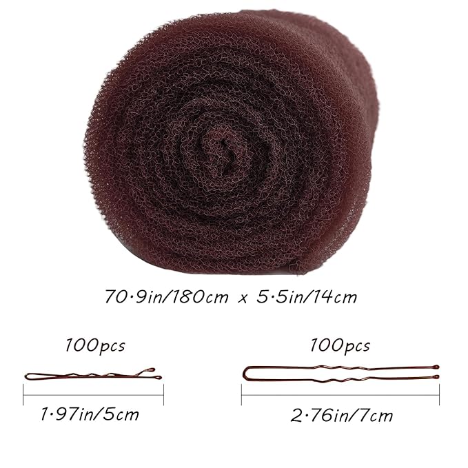 Hair Sponge for Updo Tan with 200pcs pin Hair Filler Padding for Updo (Coffee)