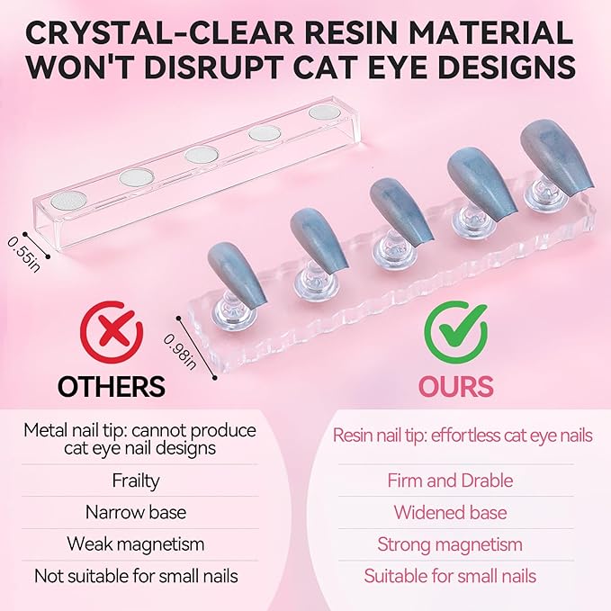 Nail Stand For Press On Acrylic Strong Magnetic Nail Holder Kit For Painting Nails Tip Arts Display With 200PCS Double-Sided Tape And 1 Heart Shaped Acrylic Magnetic Presson Stands Nail Art Supplies