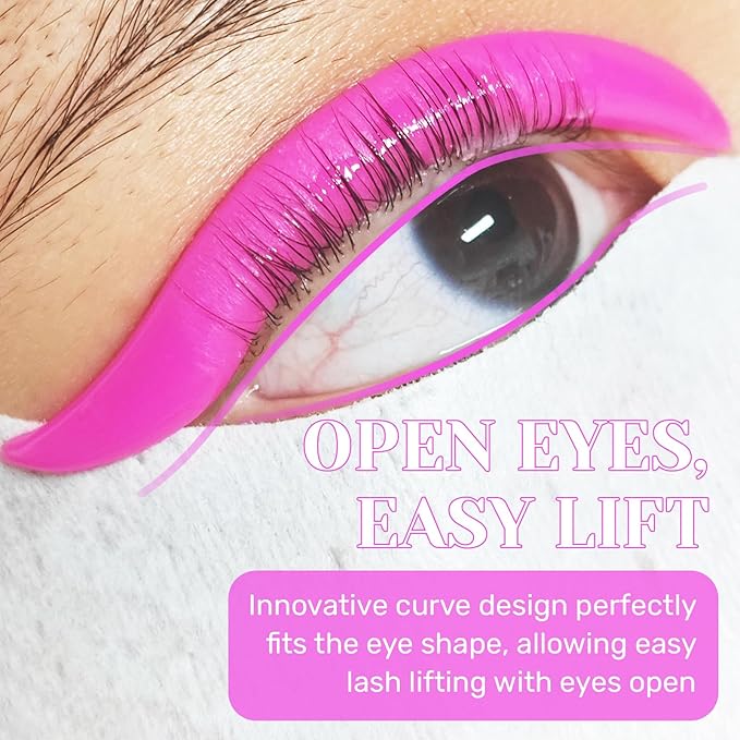 Libeauty Lash Lift Rods, Korean Glueless Lash Lift Pads, Designed for Open-eye Eyelash Lift, Self Adhesive Eyelash Perm Rods, Eyelash Lifting Tools & Supplies, 5 Sizes Pink