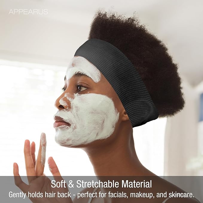 APPEARUS Disposable Spa Facial Headbands (100 Pack) – Individually Wrapped, Stretchable Non-Woven Hair Wraps with Single Snap Tab for Estheticians, Makeup, and Skincare