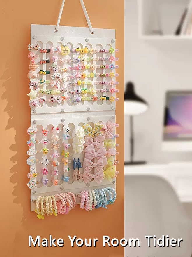 Aiqriwv 2 Pack Hair Bows Holder,Hair Clips Storage Hanger Large Capacity,Hair Bows Organizer Wall Hanging for Girl Room,Hair Accessories Organizer（Yellow）