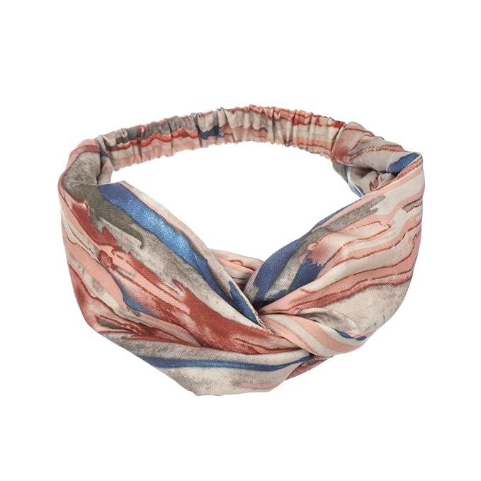 Madison Tyler Boho Headbands | Top Knot With Rhinestones, Non Slip for Workout & Party (Multi Color: Pink, Blue, Tan)