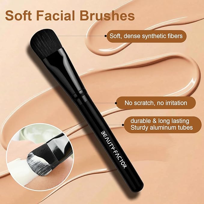 Facial Mask Application Tool for Even Coverage, Face Mask Brush Applicator Tools | Soft Hair | Facial Tool | Easy to Clean | All Skin Types for Mixed Clay Mask, Mud, DIY Gels, Charcoal（Black)