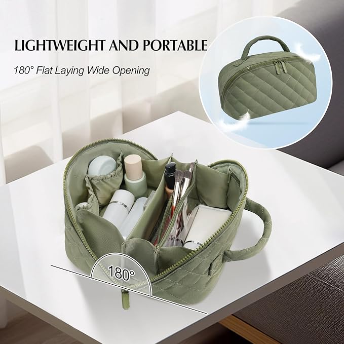 Makeup Bag, Quilted Makeup Bag, Puffy Travel Make up Bags, Cosmetic Organizer Bag, Waterproof Toiletry Bag for Women
