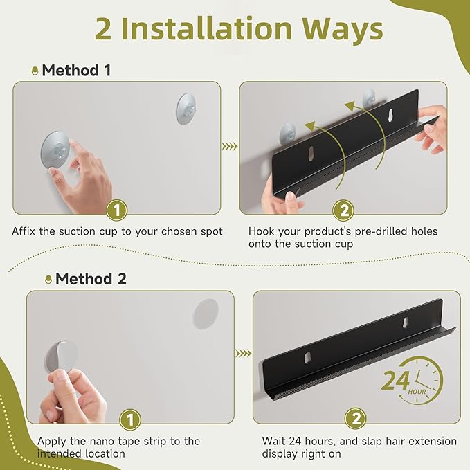 Hair Extension Hanger - Black Holder for Styling, Washing, Drying, Braiding, Display Rack for Clip-in, Wefts, Tape, Bundles, Hair Topper, Organizer/Storage