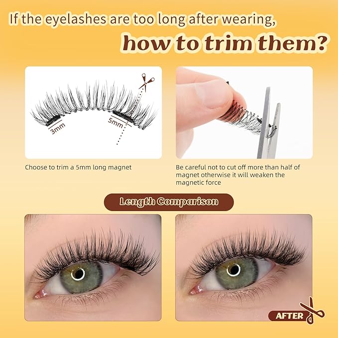 QUEWEL Magnetic Eyelashes with Applicator Reusable No Glue Needed Magnetic Lashes Cat Eye Natural Look Lashes Kit Easy to Wear and Remove(NZH G01)