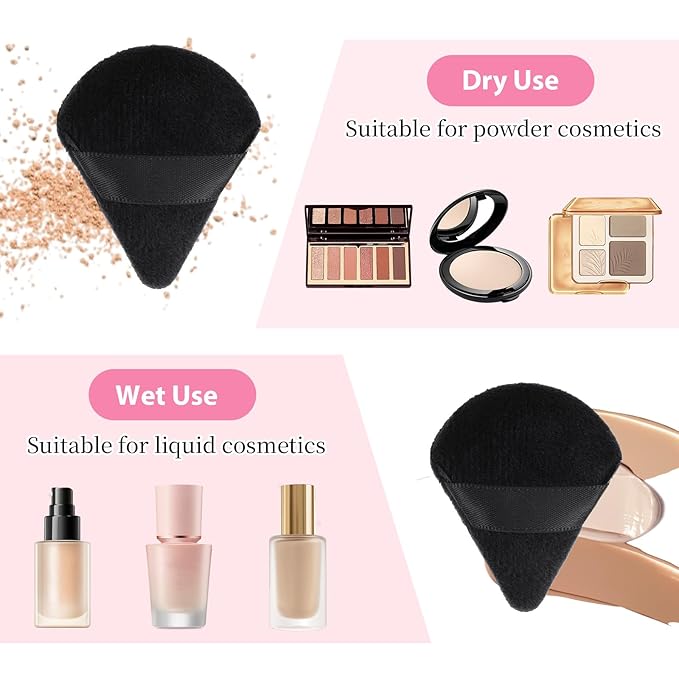 150Pcs triangle powders puff Soft powders puff bulk makeup sponge powder puffs for face powder setting makeup triangle puffs velour for foundation Wet and Dry Cosmetic Foundation Tools