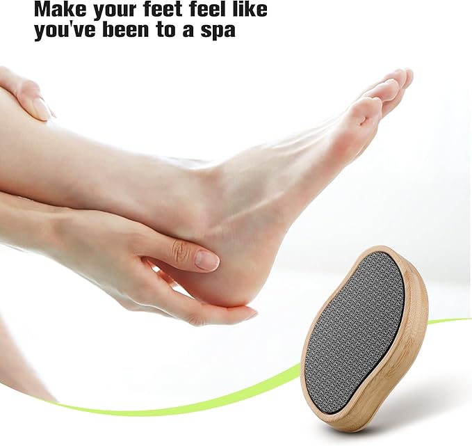 FERYES Glass Foot File Callus Remover with Bamboo Handle - Nano Glass Foot Scrubber for Dead Skin Pedicure File - Your Path to Silky, Smooth Feet