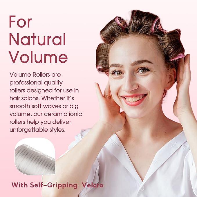 HYOUJIN 18pc Self-Grip Ceramic Ionic Thermal Hair Rollers,Hair Rollers for Salon Quality Hair Blowout Look for Long or Short Hair,Roller Set Perfect for Sleeping In(White)(60mm,48mm,36mm)