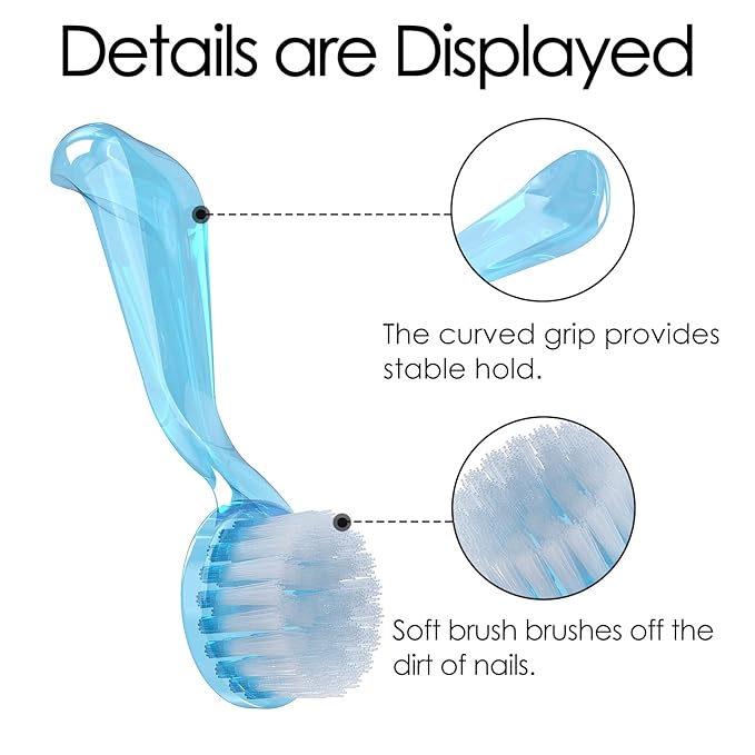 Round Head Nail Brush with Cover, 12 Pieces Fingernail Brush with Handle Grip, Multicolor Nail Brushes for Cleaning, Nail Scrub Brush for Toes and Nails Cleaner Men and Women